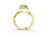 Yellow gold Radiant Cut Halo Split Shank Pave Set Ring_74