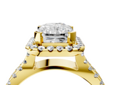 Yellow gold Radiant Cut Halo Split Shank Pave Set Ring_75