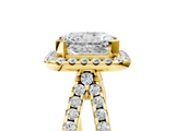 Yellow gold Radiant Cut Halo Split Shank Pave Set Ring_76