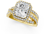 Yellow gold Radiant Cut Halo Split Shank Prong Setting Ring_74