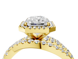 Yellow gold Radiant Cut Halo Split Shank Prong Setting Ring_77