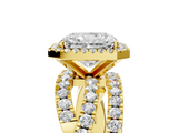 Yellow gold Radiant Cut Halo Split Shank Prong Setting Ring_78