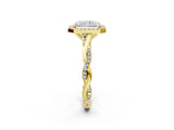 Yellow gold Radiant Cut Halo Twist Band with Four-Prong Setting_17