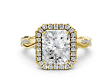 Yellow gold Radiant Cut Halo Twist Band with Four-Prong Setting_3