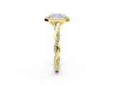 Yellow gold Radiant Cut Halo Twist Band with Four-Prong Setting_5