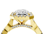 Yellow gold Radiant Cut Halo Twist Band with Four-Prong Setting_7