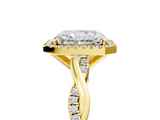 Yellow gold Radiant Cut Halo Twisted Band Four-Prong Ring_38