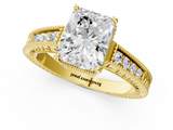 Yellow gold Radiant Cut Milgrain Channel Set Engagement Ring with Solitaire Prong Setting_61