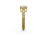 Yellow gold Radiant Cut Milgrain Channel Set Engagement Ring with Solitaire Prong Setting_62
