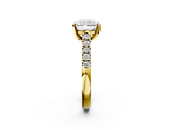 Yellow gold Radiant Cut Pavé Band Solitaire Ring with Four-Prong Setting_121
