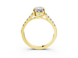 Yellow gold Radiant Cut Pavé Band Solitaire Ring with Four-Prong Setting_122