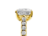 Yellow gold Radiant Cut Pavé Band Solitaire Ring with Four-Prong Setting_124