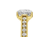 Yellow gold Radiant Cut Pave Band Milgrain Solitaire Ring_22