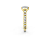 Yellow gold Radiant Cut Pave Band Milgrain Solitaire Ring_31