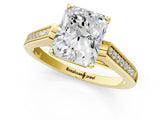 Yellow gold Radiant Cut Solitaire Cathedral Diamond Engagement Ring with Channel-Set Band and Four-Prong Setting_8
