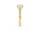 Yellow gold Radiant Cut Solitaire Cathedral Diamond Engagement Ring with Channel-Set Band and Four-Prong Setting_9