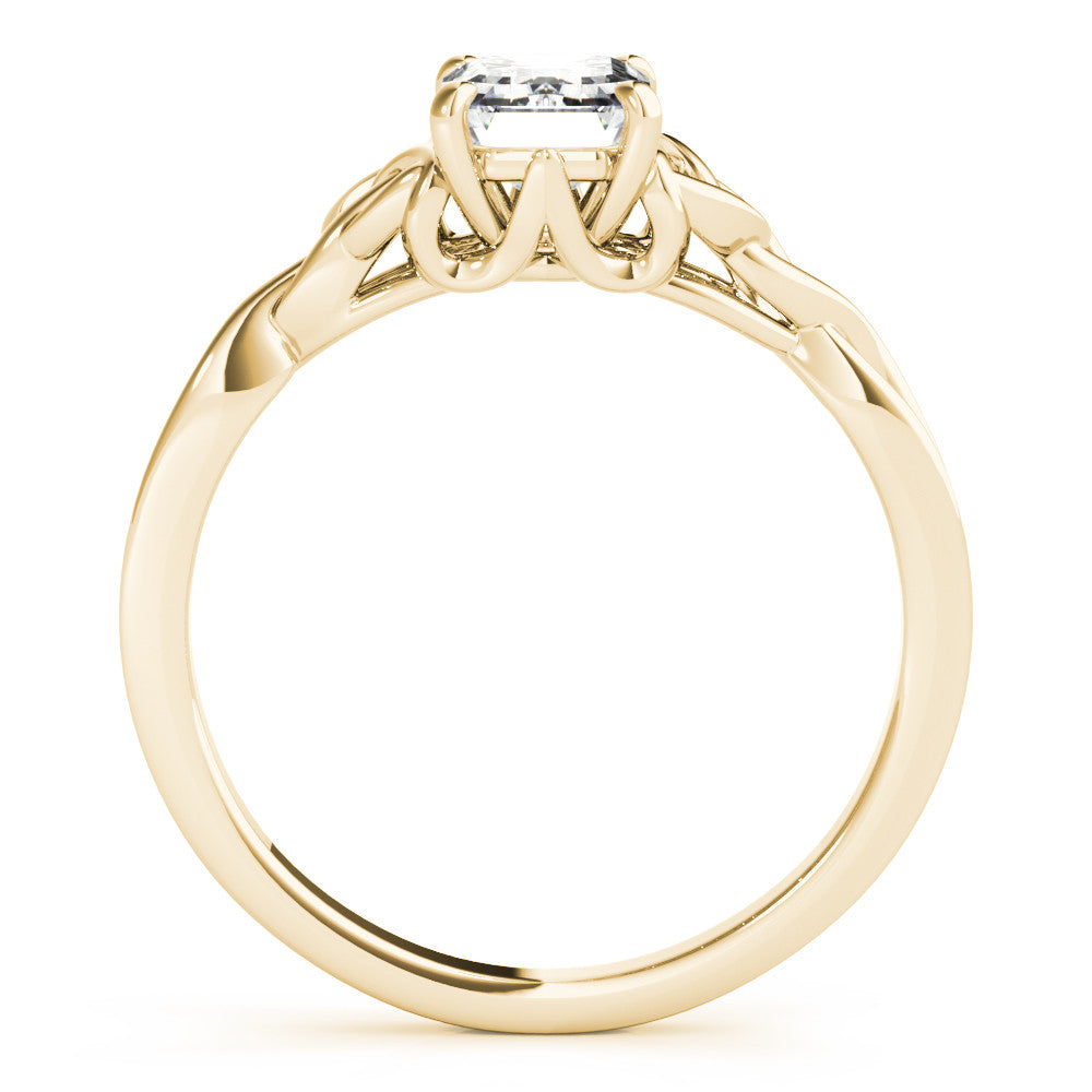 Yellow gold Radiant Cut Solitaire Celtic Knot Ring with Four-Prong Setting 1