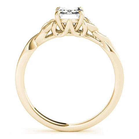 Yellow gold Radiant Cut Solitaire Celtic Knot Ring with Four-Prong Setting 1