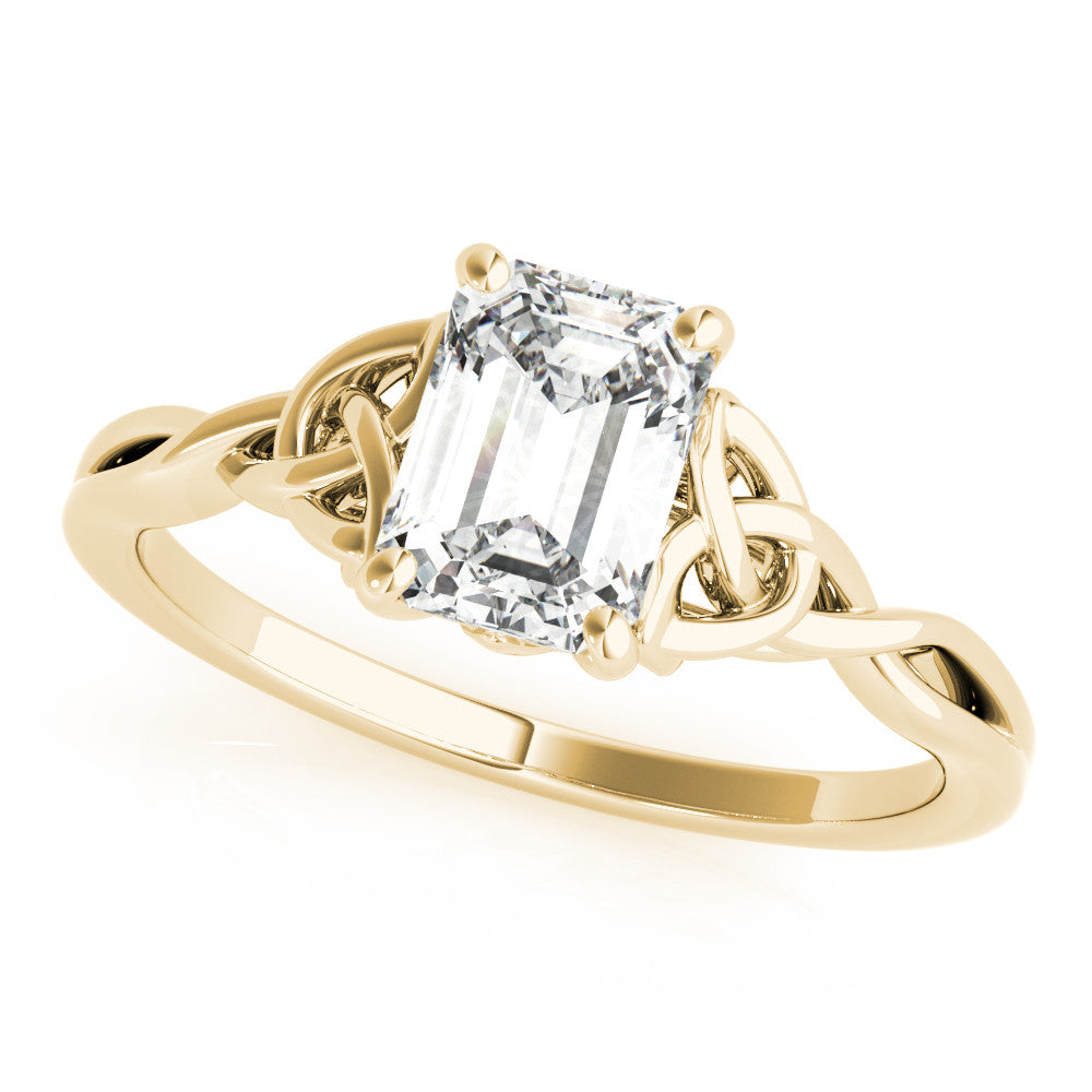 Yellow gold Radiant Cut Solitaire Celtic Knot Ring with Four-Prong Setting 2