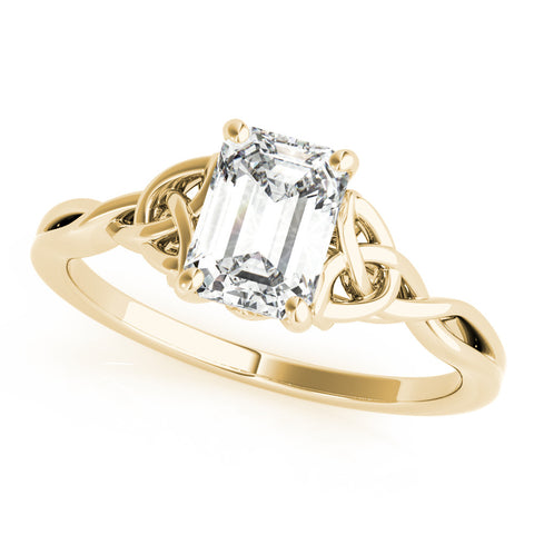 Yellow gold Radiant Cut Solitaire Celtic Knot Ring with Four-Prong Setting 2