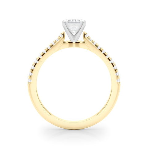 Yellow gold Radiant Cut Solitaire Diamond Engagement Ring with Pave Band and Four-Prong Setting 1