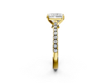 Yellow gold Radiant Cut Solitaire Diamond Engagement Ring with Pave Band and Four-Prong Setting_180