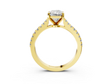 Yellow gold Radiant Cut Solitaire Diamond Engagement Ring with Pave Band and Four-Prong Setting_181