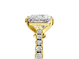 Yellow gold Radiant Cut Solitaire Diamond Engagement Ring with Pave Band and Four-Prong Setting_183