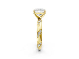 Yellow gold Radiant Cut Solitaire Diamond Engagement Ring with Twisted Pave Band and Four-Prong Setting_5
