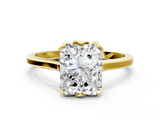 10K Yellow Gold 1.02 Carat E VS1 Radiant Diamond Solitaire Ring with Flower Prong Setting and Classic Band