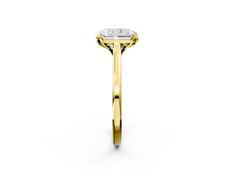 Yellow gold Radiant Cut Solitaire Diamond Ring with Flower-Prong Setting and Classic Band_202
