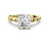Yellow gold Radiant Cut Solitaire Diamond Ring with Infinity Twist Band and Four-Prong Setting_9