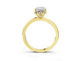 Yellow gold Radiant Cut Solitaire Diamond Ring with Prong Setting and Plain Band_10