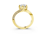 Yellow gold Radiant Cut Solitaire Diamond Twist Band with Pavé Setting and Four-Prong Setting_10
