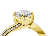 Yellow gold Radiant Cut Solitaire Diamond Twist Band with Pavé Setting and Four-Prong Setting_11