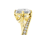 Yellow gold Radiant Cut Solitaire Diamond Twist Band with Pavé Setting and Four-Prong Setting_12