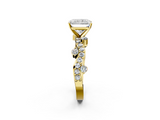 Yellow gold Radiant Cut Solitaire Diamond Twisted Band with Pave Setting_85