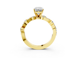 Yellow gold Radiant Cut Solitaire Diamond Twisted Band with Pave Setting_86