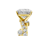 Yellow gold Radiant Cut Solitaire Diamond Twisted Band with Pave Setting_88