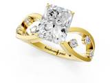 Yellow gold Radiant Cut Solitaire Diamond with Side Stones on Criss-Cross Band and Four-Prong Setting_18