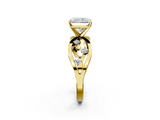 Yellow gold Radiant Cut Solitaire Diamond with Side Stones on Criss-Cross Band and Four-Prong Setting_19