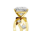 Yellow gold Radiant Cut Solitaire Diamond with Side Stones on Criss-Cross Band and Four-Prong Setting_22