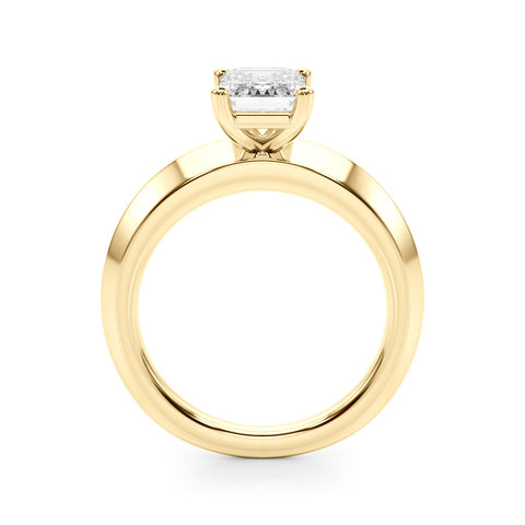Yellow gold Radiant Cut Solitaire Engagement Ring with Flat Band and Four-Prong Setting 1