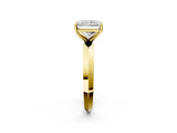 Yellow gold Radiant Cut Solitaire Engagement Ring with Flat Band and Four-Prong Setting 2