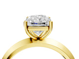 Yellow gold Radiant Cut Solitaire Engagement Ring with Flat Band and Four-Prong Setting 4