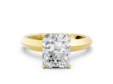 Yellow gold Radiant Cut Solitaire Engagement Ring with Flat Band and Four-Prong Setting