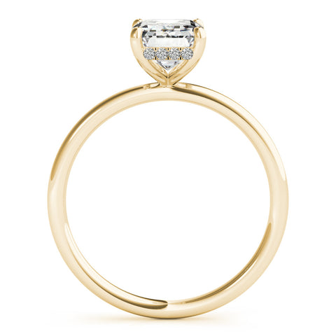 Yellow gold Radiant Cut Solitaire Engagement Ring with Four-Prong Setting and Classic Band 1