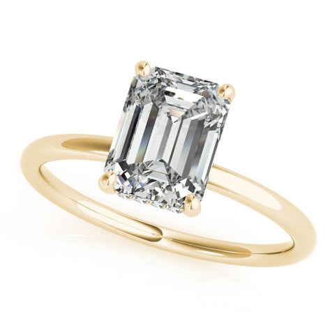 Yellow gold Radiant Cut Solitaire Engagement Ring with Four-Prong Setting and Classic Band 2