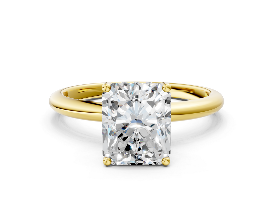 Yellow gold Radiant Cut Solitaire Engagement Ring with Four-Prong Setting and Classic Band_41