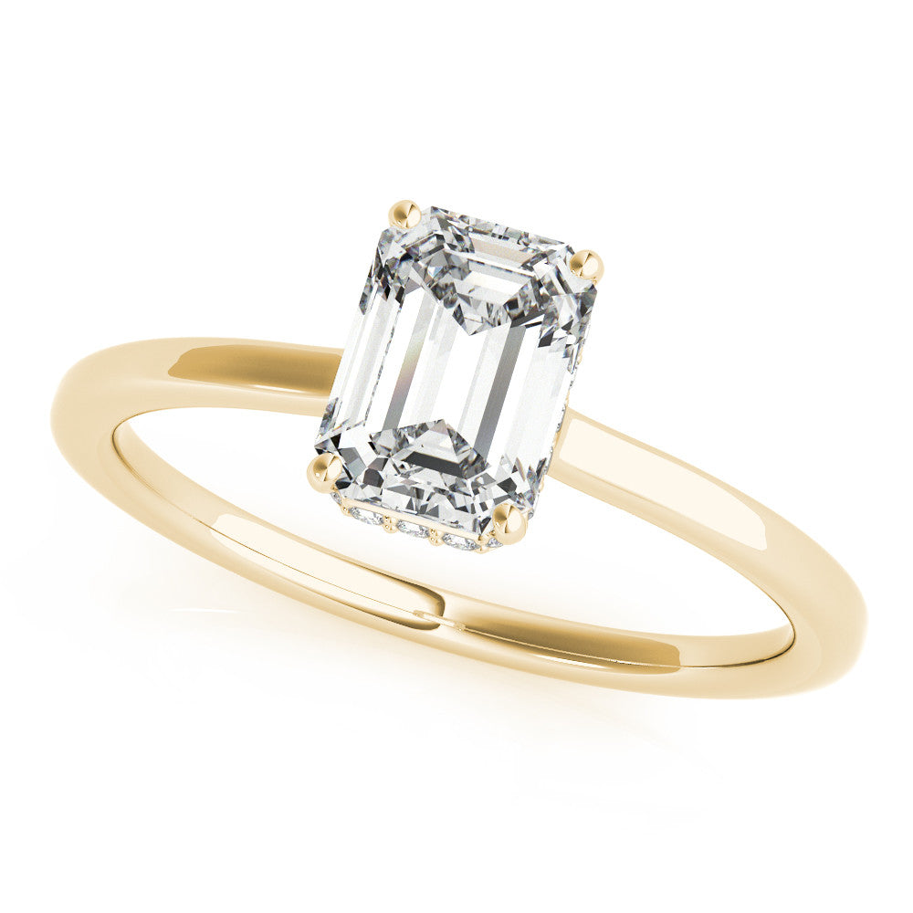 Yellow gold Radiant Cut Solitaire Engagement Ring with Four-Prong Setting on a Classic Band 1